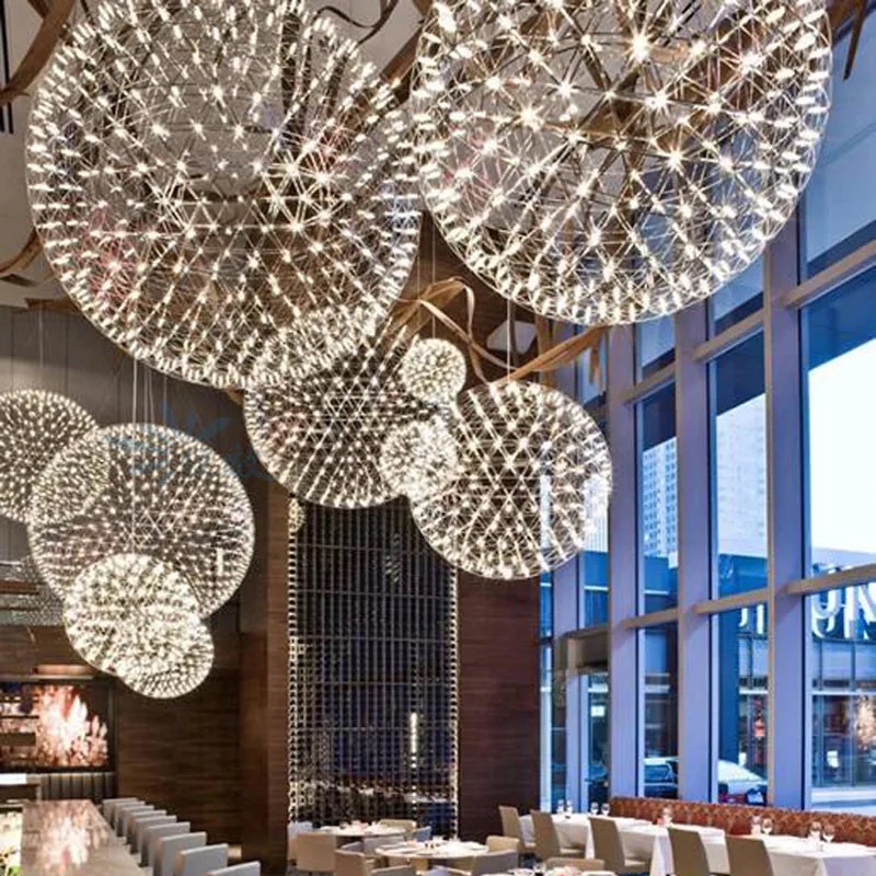 크리 에이 티브 모던 LED 샹들리에 간단한 맞춤형 레스토랑 램프 북유럽 불꽃 놀이 볼 조명 식당 babysbreath 램프/Creative modern LED Chandelier Simple personalized restaurant lamps Nordic b